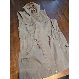 Sebby Green Zipper Vest With Cargo Pockets Size SP